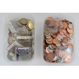 GB collectable £2, £1 and 50p together with a selection of lower decimal denominations (2 tubs)