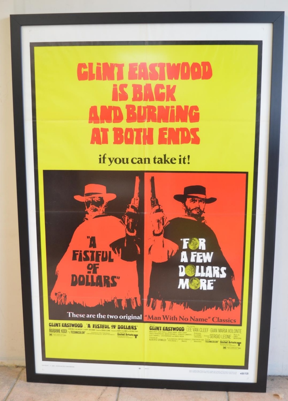 Original one sheet United Artists double release movie poster for A Fist Full Of Dollars/A Few