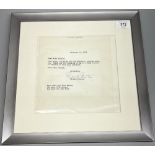 Framed hand signed Richard Burton letter to Miss Edna Deu Pree Nelson ' Dear Miss Nelson Your