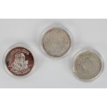 Yemen Ahmadi silver riyal and two other Arabic silver coins, all encapsulated (3)