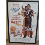 Original US printed one sheet movie poster for the 1983 James Bond Film Octopussy. Framed with light