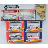 Seven 1/25 scale diecast model cars from Polistil to include Fiat 128 East African Safari (box