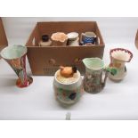 Border Fine Arts A1848 farmyard biscuit barrel, West German vase, Poole pottery vase, Wedgwood