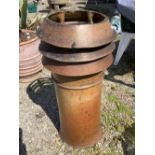 Salt glazed chimney pot with three vents H 31in x 14in