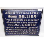 Mid C20th French Blue enamel wall plaque Henri Sellaer... 44cm X 35cm