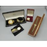 Montine hand wound 17 jewel wristwatch in rolled gold case, Smiths gold plated keyless wound and set