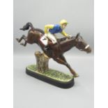 Frazer Hines Collection - Beswick horse and jockey taking a fence, H22.5cm