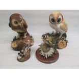 Renaissance 'Loren with Blackberries' 130/250, Royal Crown Derby Owl and Barn Owl, and another