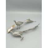 Pair of continental silver table pieces modelled as a pair of pheasants stamped Peruzzi Sterling