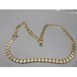 9ct yellow gold flat curb link chain necklace, stamped 375, L51cm, 25.2g