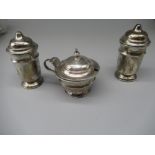 Geo.V hallmarked Sterling silver three piece condiment set by Viner's Ltd., Sheffield, 1931, 3.45ozt