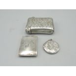 Victorian Silver vesta with bright cut decoration and engraving makers mark E.V.Pledge & Son,