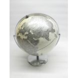 C20th terrestrial globe on stainless steel gimbled mount H40cm