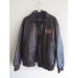 Crosby Stills Nash & Young bomber style leather tour crew jacket, size S