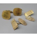 Two pairs of 9ct yellow gold cufflinks, both stamped 375, gross 10.3g