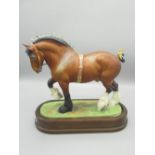 Royal Worcester Shire Stallion, modelled by Doris Lindner on plinth