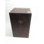 Wood box, with internal compartments, and 'First Aid' with Red Cross symbol painted to front, H45.