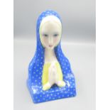 Paoulo Bologna Lenci art deco style ceramic style figure of Madonna in Blue with yellow and polka d