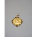 ER.II 1965 sovereign in 9ct yellow gold pendant mount, 9.7g