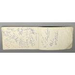 Unruled pad containing various Football related signatures inc. 4 FIFA referees, team players from