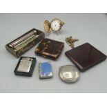 C20th Swiss Rolled Gold hunter keyless wound and set pocket watch (lacking hands and glass) 1930'2