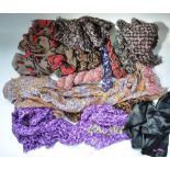 Collection of 11x Louis Vuitton style head scarves with bags