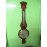 Early C19th century inlaid mahogany cased mercury wheel barometer by Cetti & Co. 25 Red Lion St,