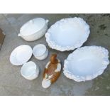 Continental white pottery incl. ATn of Italy fruit bowls, tureen, basket weave plate etc and a