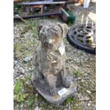 Reconstituted stone statue of a sitting boxer dog, H33cm