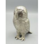 Sterling silver model of an standing owl, London 1973, H11cm, gross 335g (weighted)