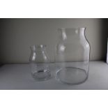 Large LSA International clear glass flower vase, and a similar smaller vase, H41cm max (2)