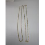 Two 9ct yellow gold chain necklaces, both stamped 375, L44cm and L41cm, gross 8.9g