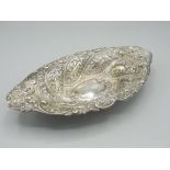 Victorian silver oval repousse dish, scroll and floral decoration makers mark Ahronsberj Bros