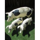 Fibreglass figures of a Pig(H50cm) and 2 Piglets(H29cm)