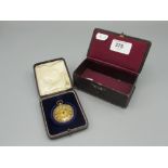 G. Lannie Geneve late C19th Gold key wound and set open face fob watch, signed two tone Gold