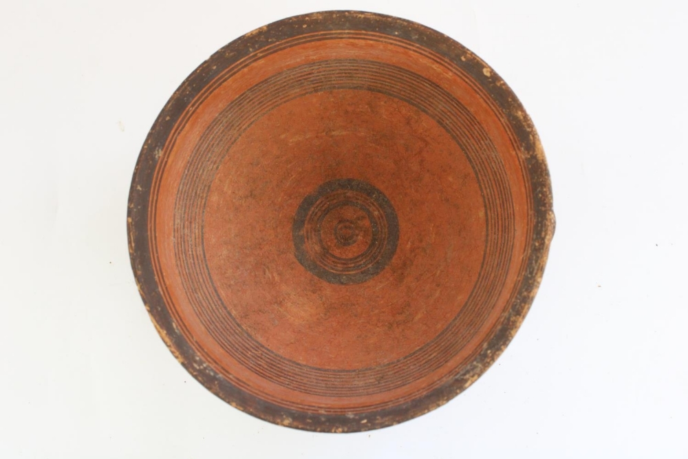 Cypriot Cypro-Archaic period terracotta skyphos, black border with concentric circle decoration, - Image 3 of 3