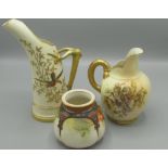 Anthea Turner Collection - Royal Worcester blush ivory jug, decorated with flowers, shape 1116,