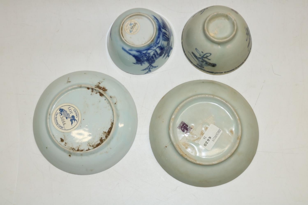 Chinese blue and white shipwreck cargo porcelain: Tek Sing tea bowl, H4.5cm, and saucer, D11.5cm, - Image 3 of 3