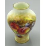 Anthea Turner Collection - Royal Worcester baluster shaped vase painted with fruit by H. Henry and