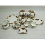 Royal Albert Old Country Roses tea service comprising cake plate cups, saucers, sugar basin, cream