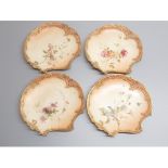 Anthea Turner Collection - Group of 9 Royal Worcester scallop shaped reticulated dessert plates,