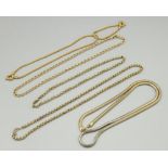 Five gold plated necklaces