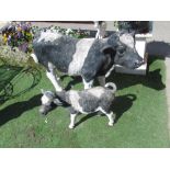 Fiberglass figure of a Cow (H77cm)and Calf(H40cm)