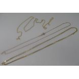 Three 9ct yellow gold chain link necklaces (1 A/F), all stamped 375 or 9ct, gross 9.0g
