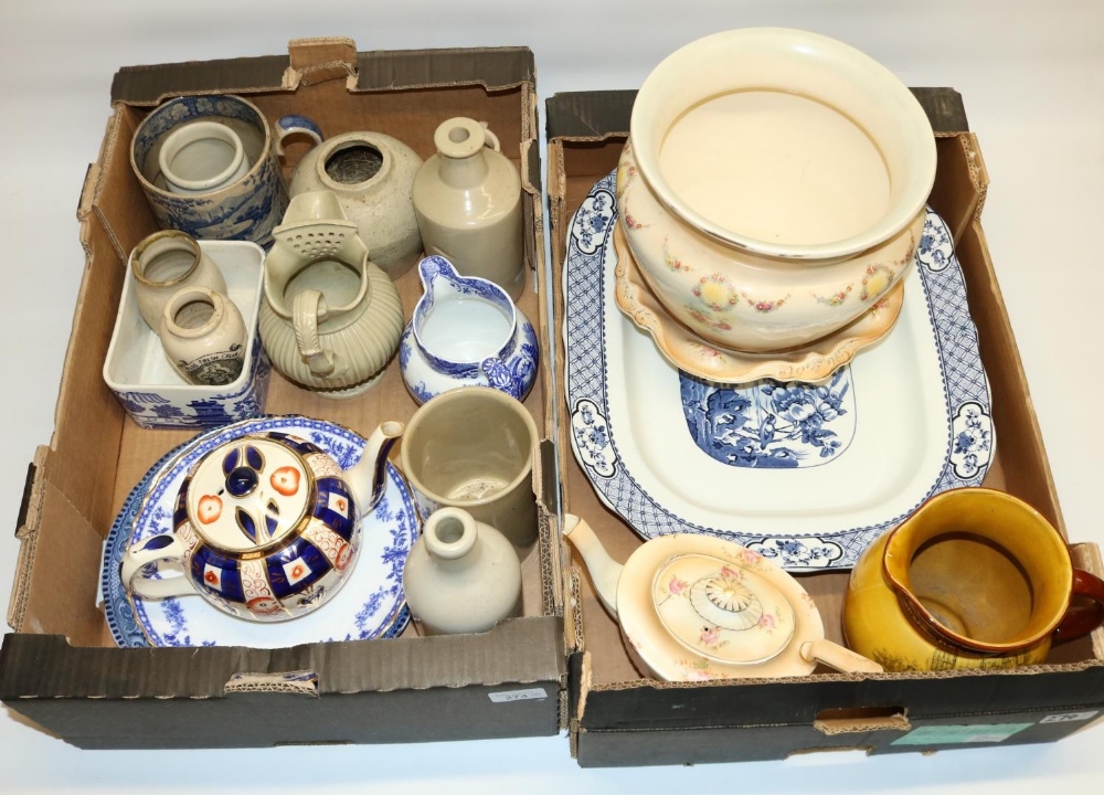 Ceramics including a Britannia Pottery blue and white meat plate, L45cm, blue and white