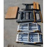 Portable work bench by GS, 2 folding sawhorses by ZAG, 2 folding aluminium work steps/platforms