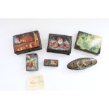 Selection of Russian Soviet period painted lacquer boxes