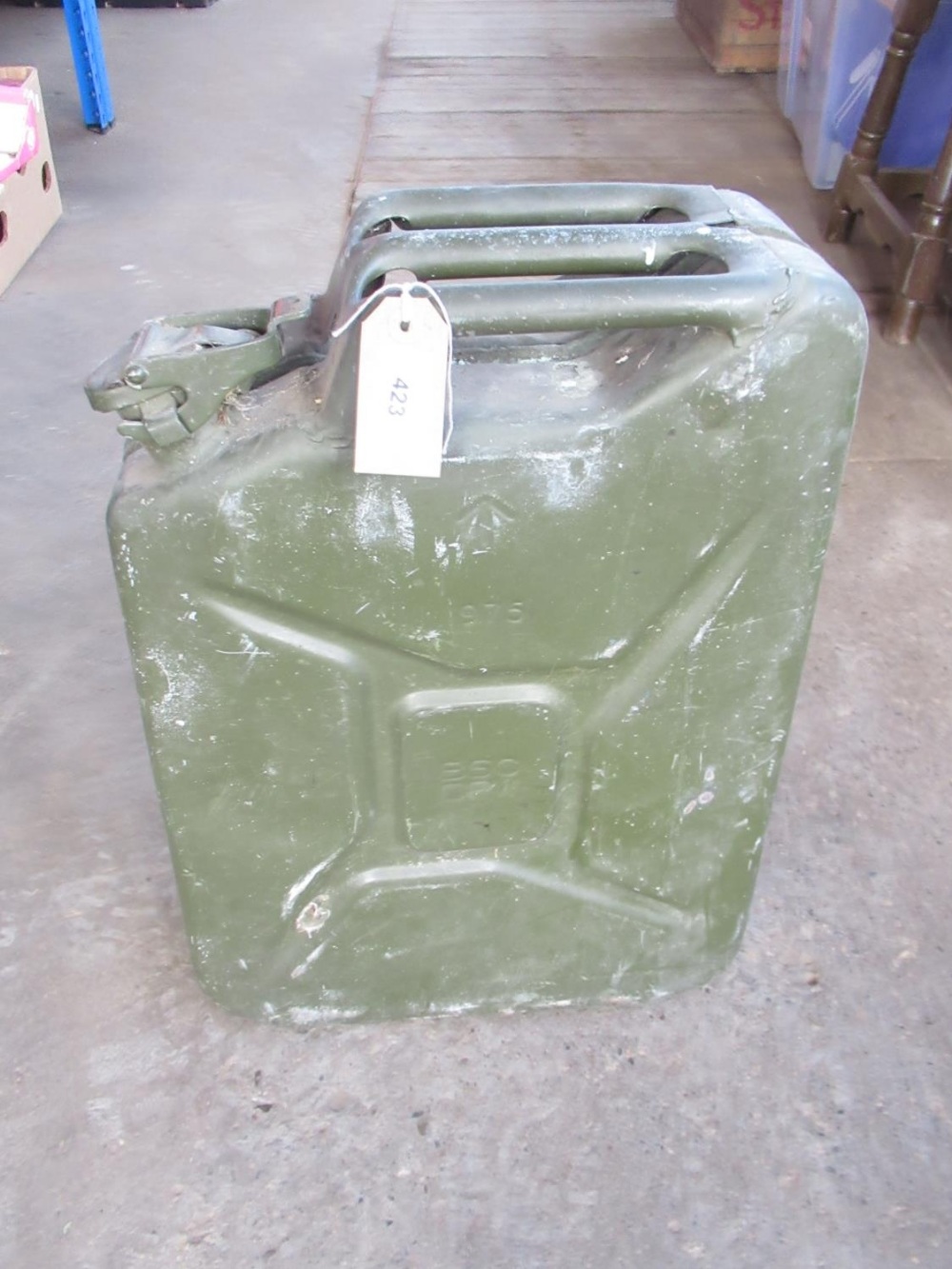 20L Military Jerry can dated 1975, stamped with broad arrow
