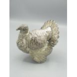 Continental cast Sterling silver model of a turkey, London import hallmarks for 1970, Israel Freeman