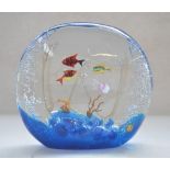 Zanetti Murano aquarium glass art scene, signed (engraved) by Oscar Zanetti on base. Dimensions